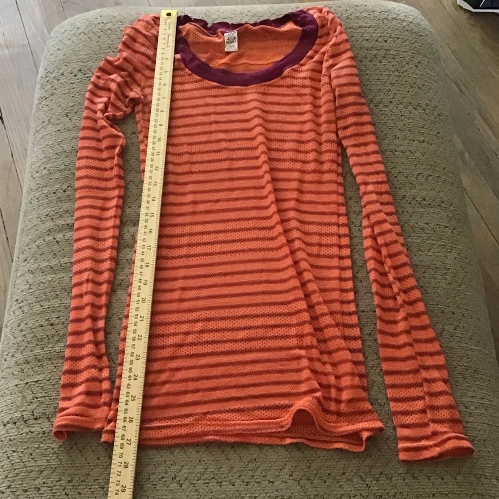 Free People Orange and Purple Striped Long Sleeve Top